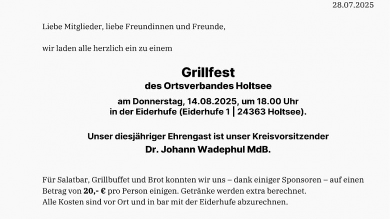 Einladung Grillfest